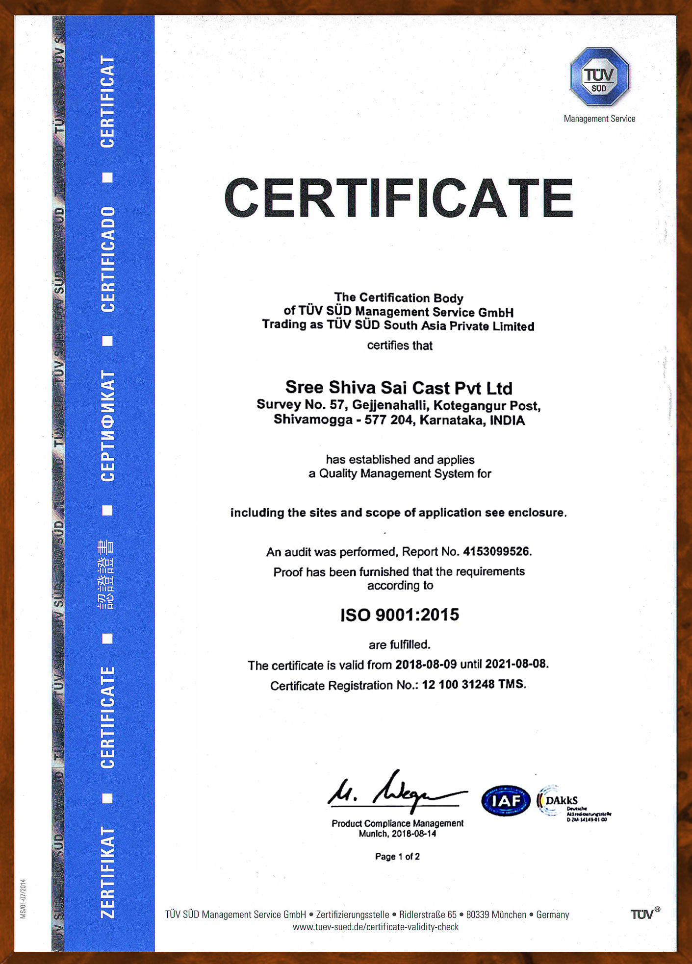 Quality Certifications Steel & Alloys Castings Manufacturer